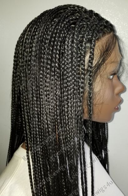 26 Inch Black Braided Lace Front Wig with Soft Swiss Lace